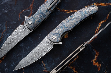 FOLDING KNIFE FOLDER ISHTAR #0857 DAMASTEEL ETERNAL GARDEN HALF DRESS HERMAN KNIVES