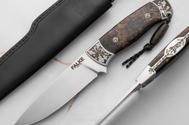 HUNTING KNIFE HUNTER ELEGANCE HE 003 M390 STABILIZED MAPLE BURL FALKE