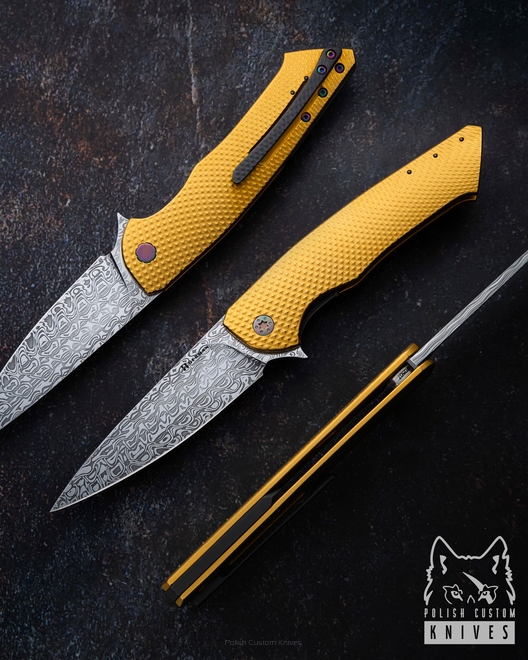 FOLDING KNIFE FOLDER SLIM #0507 DAMASTEEL OERLIKON HALF DRESS  HERMAN KNIVES