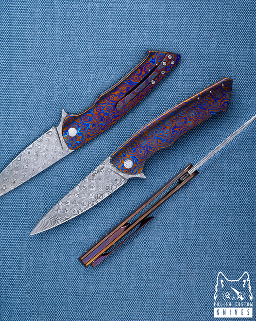 FOLDING KNIFE FOLDER SLIM 416 TIMASCUS DAMASTEEL FULL DRESS HERMAN KNIVES