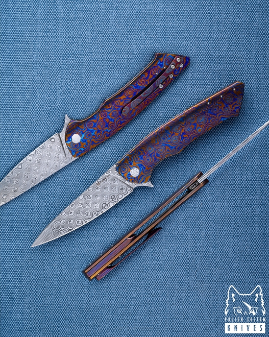 FOLDING KNIFE FOLDER SLIM 416 TIMASCUS DAMASTEEL FULL DRESS HERMAN KNIVES