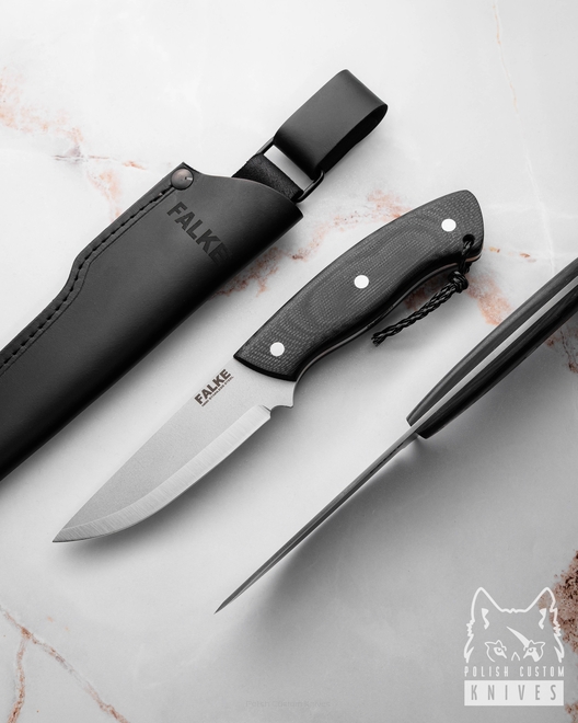 HUNTING KNIFE EDC SCANDI BLACK S033 N690 G10 FALKE KNIVES