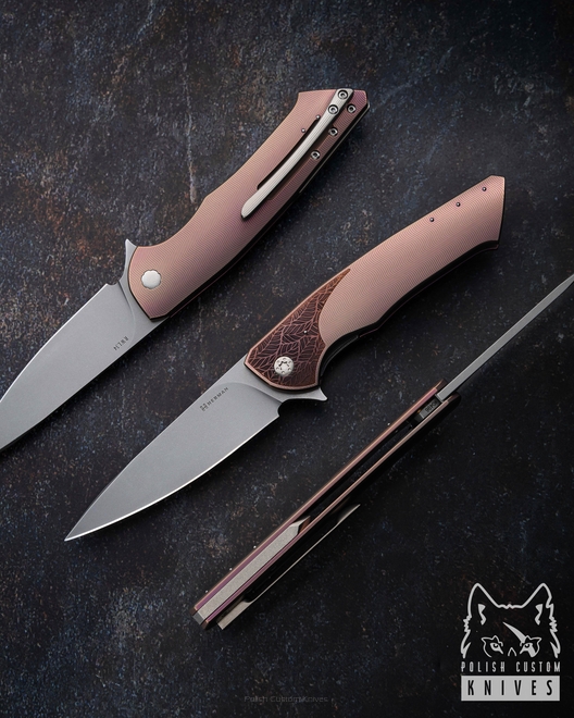 FOLDING KNIFE FOLDER SLIM #0496 RWL34 PVD HERMAN KNIVES