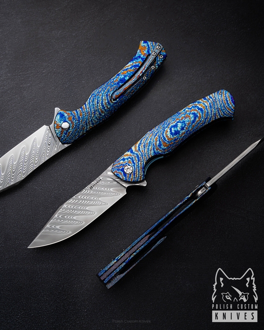 FOLDING KNIFE FOLDER MANTIS #0455 FUTURON FORGE TIMASCUS FULL DRESS HERMAN KNIVES