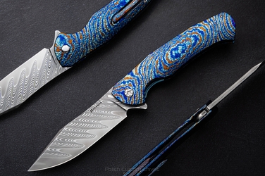 FOLDING KNIFE FOLDER MANTIS #0455 FUTURON FORGE TIMASCUS FULL DRESS HERMAN KNIVES