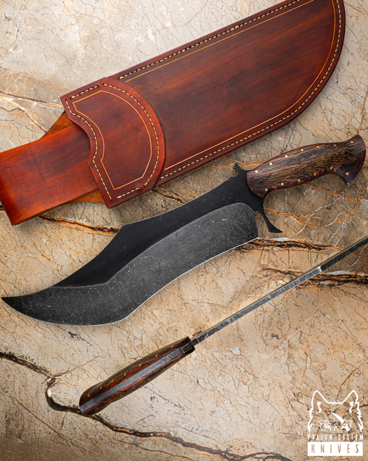 LARGE EXCLUSIVE TACTICAL KNIFE MORTA 10 50HF OAK JANAS DAMASCUS