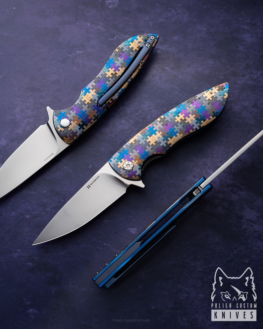 FOLDING KNIFE FOLDER STING #0858 MAGNACUT PUZZLE HERMAN KNIVES