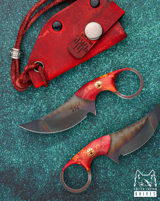 NECK EDC KNIFE SULTAN 50 K110 BIRCH BURL PRUCIAK KNIVES