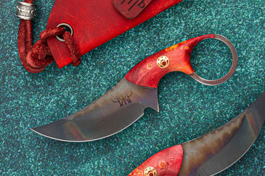 NECK EDC KNIFE SULTAN 50 K110 BIRCH BURL PRUCIAK KNIVES