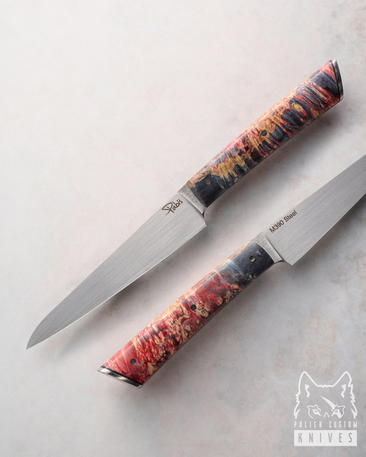 KITCHEN KNIFE HANDY PETTY 120 5 M390 STABILIZED WOOD PABIS