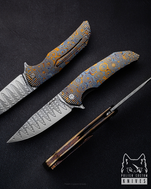 FOLDING KNIFE FOLDER DRAGONFLY 296 BLACK TIMASCUS DAMACORE FULL DRESS HERMAN KNIVES