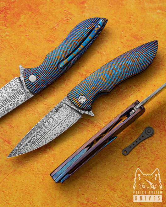 FOLDING KNIFE FOLDER STING 13 TIMASCUS DAMASTEEL HERMAN