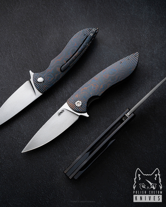 FOLDING KNIFE FOLDER MICRO STING #0002 ALLEIMA BLACK TIMASCUS “A SOUGHT-AFTER PIECE” FULL DRESS HERMAN KNIVES