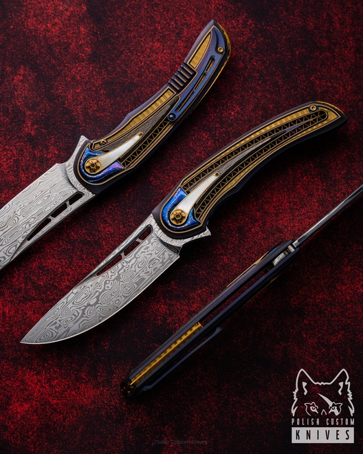 FOLDING KNIFE FOLDER AVIATOR BIFROST #11 DAMASTEEL LESBAR KNIVES