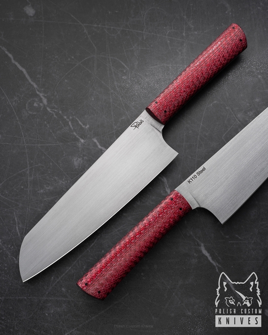 KITCHEN KNIFE SANTOKU FULTANG 180 9 RED TWILL PABIŚ