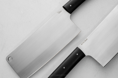 KITCHEN KNIFE CHOPPER BONE CLEVER 8 D2 K110 STABILIZED BLACK HORNBEAM PABIS
