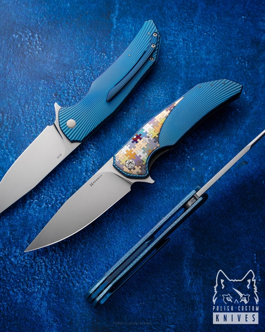 FOLDING KNIFE FOLDER DRAGONFLY #0409 M390 PUZZLE HERMAN KNIVES