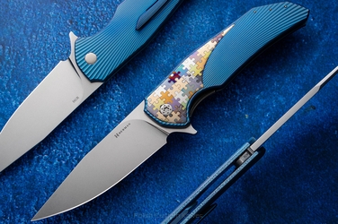 FOLDING KNIFE FOLDER DRAGONFLY #0409 M390 PUZZLE HERMAN KNIVES