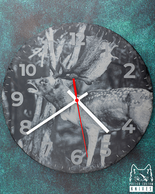STANDING CLOCK 7 ENGRAVING FALLOW BUCK STANDING SLATE CLOCK LZ LASER DESIGNS