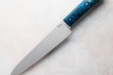 KITCHEN KNIFE HANDY PETTY  160 35 ELMAX BLUE STABILIZED MAPLE PABIŚ KNIVES