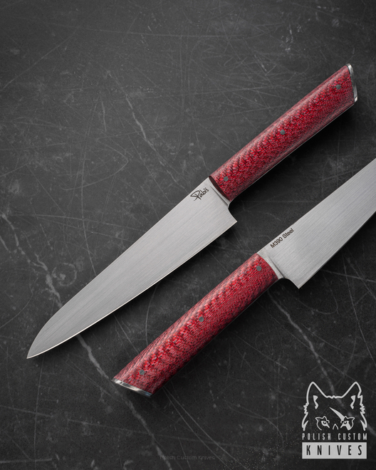 KITCHEN KNIFE HANDY PETTY 160 13 M390 RED TWILL PABIS