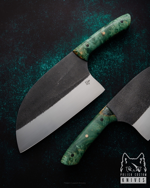 KITCHEN KNIFE SERBIAN CLEAVER CHOPPER 1 D2 K110 BOHLER STABILIZED WOOD SZCZESNIAK