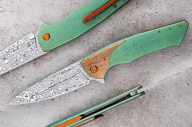 FOLDING KNIFE FOLDER SLIM #0710 DAMASTEEL HALF DRESS HERMAN KNIVES
