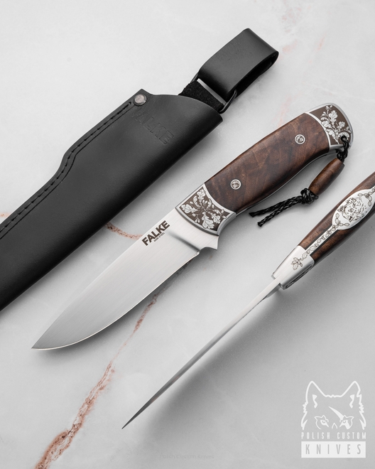 HUNTING KNIFE HUNTER ELEGANCE HE 005 M390 STABILIZED TURKISH WALNUT FALKE