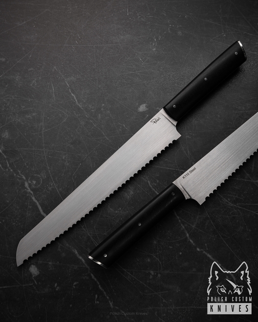 KITCHEN SERRATED BREAD KNIFE 240 4 K110 BLACK HORNBEAM PABIS