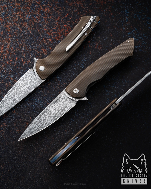 FOLDING KNIFE FOLDER SLIM #0574 DAMASTEEL HERMAN KNIVES
