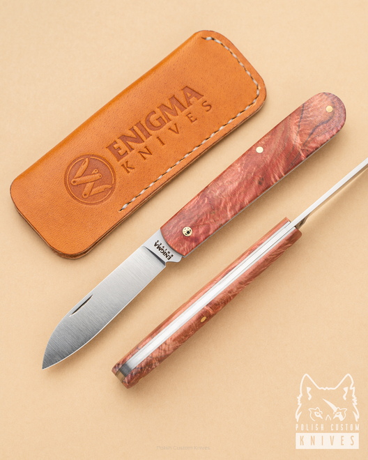 SLIPJOINT KNIFE ENIGMA KNIVES 14 WITH LEATHER POUCH