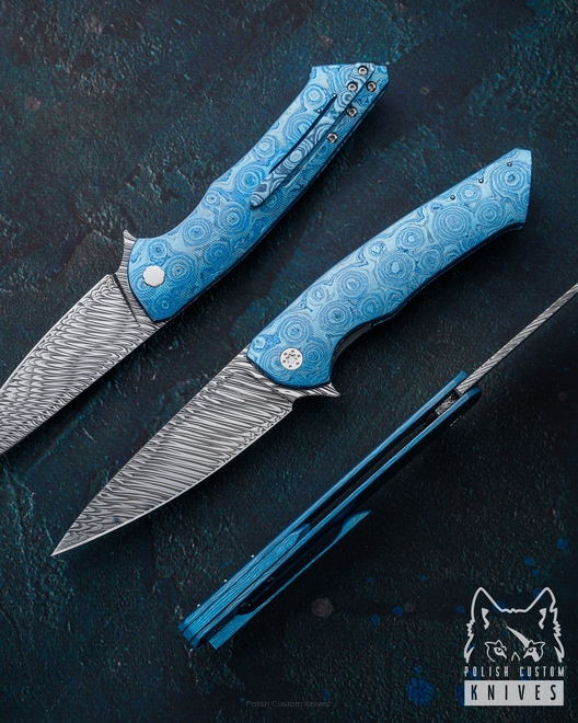 FOLDING KNIFE FOLDER SLIM 367 BLACK TIMASCUS FULL DRESS HERMAN KNIVES
