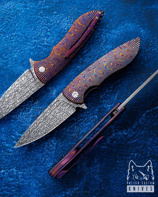 FOLDING KNIFE FOLDER STING 704 TIMASCUS DAMASTEEL FULL DRESS HERMAN KNIVES