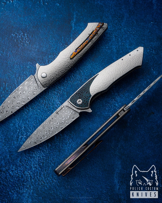 FOLDING KNIFE FOLDER SLIM #0693 A DAMASTEEL HALF DRESS HERMAN KNIVES