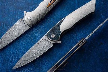 FOLDING KNIFE FOLDER SLIM #0693 A DAMASTEEL HALF DRESS HERMAN KNIVES