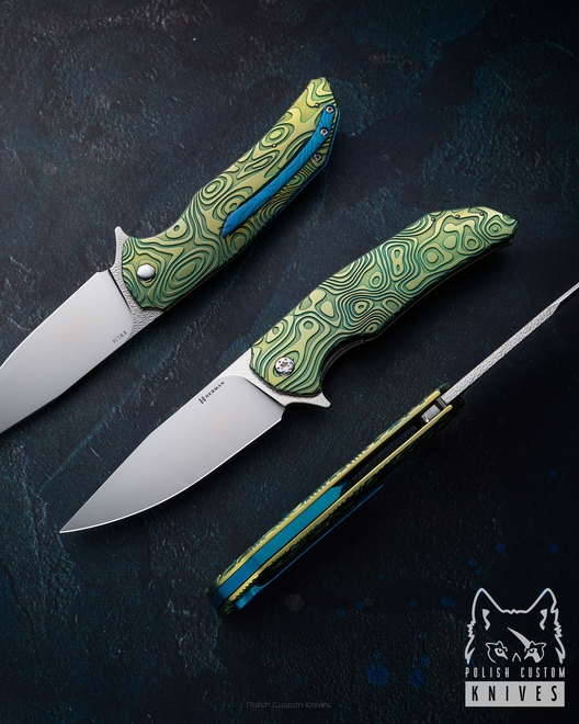 FOLDING KNIFE FOLDER DRAGONFLY #0524 RWL34 NEBULA RIPPLE HERMAN KNIVES