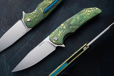 FOLDING KNIFE FOLDER DRAGONFLY #0524 RWL34 NEBULA RIPPLE HERMAN KNIVES
