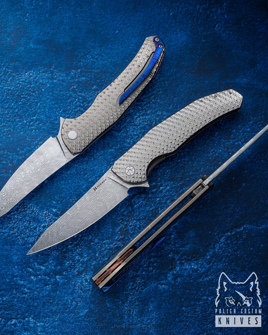 FOLDING KNIFE FOLDER ISHTAR #0685 DAMASTEEL HALF DRESS HERMAN KNIVES