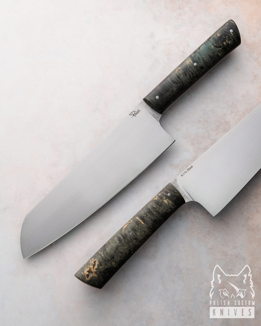 KITCHEN KNIFE SANTOKU 180 36 K110 STABILIZED MAPLE PABIS KNIVES