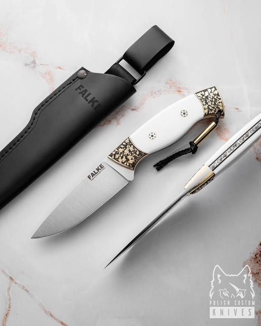 HUNTING KNIFE HUNTER INDIVIDUAL H318 N690 WHITE CORIAN G10 FALKE KNIVES