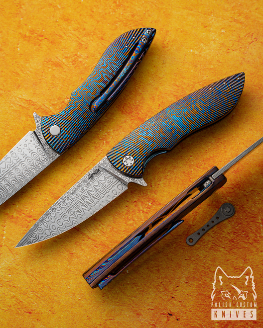 FOLDING KNIFE FOLDER STING 16 TIMASCUS DAMASTEEL HERMAN