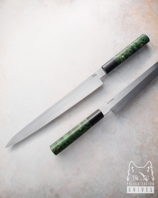 KITCHEN KNIFE YANAGIBA 270 RIGHT HANDED 2 K110 STABILIZED WOOD PABIS
