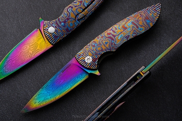 FOLDING KNIFE FOLDER STING #0745 DAMASTEEL TIMASCUS FULL DRESS HERMAN KNIVES