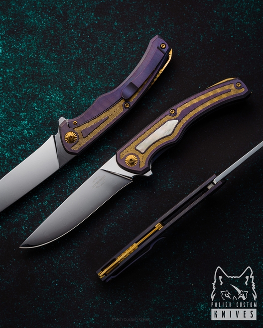 FOLDING KNIFE FOLDER DOLPHIN #19 DAMASCUS LESBAR
