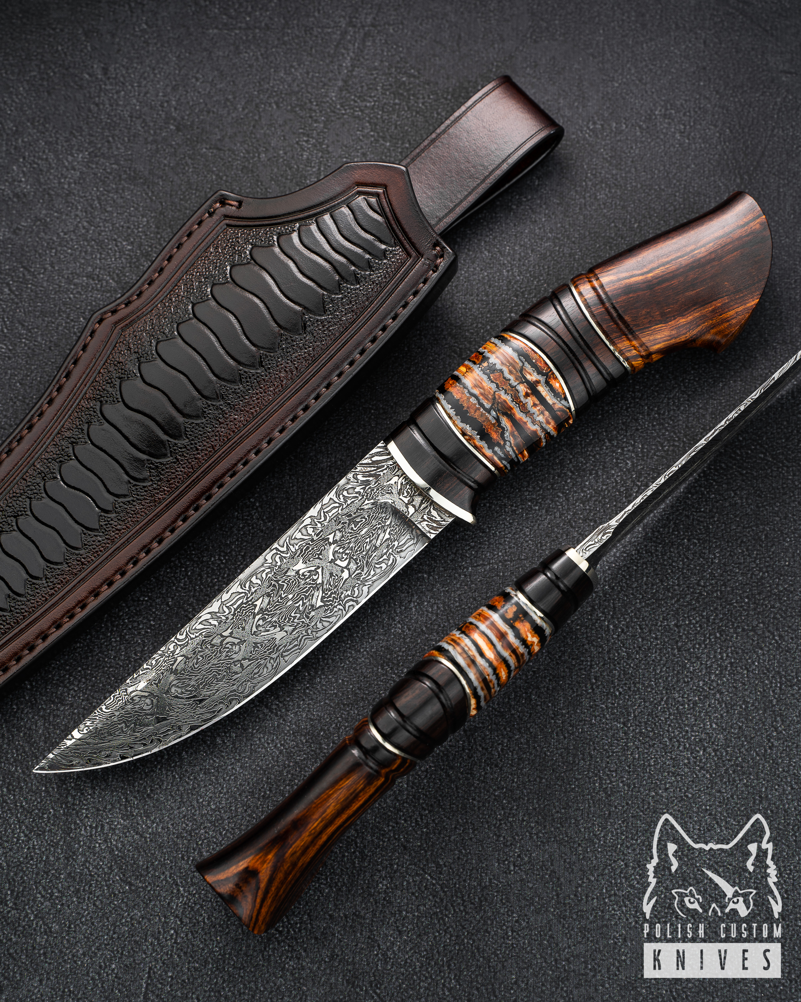 Wolf River Forge custom 'Talon' Damascus hunter. : r/knives