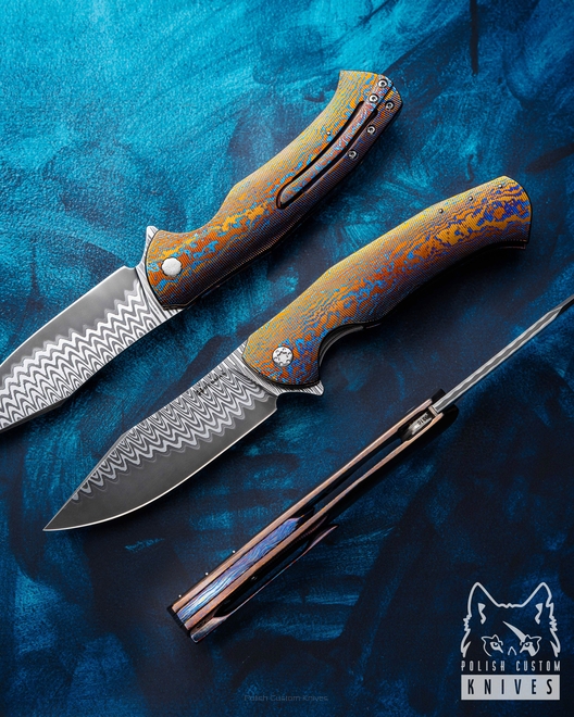 FOLDING KNIFE FOLDER MANTIS #0316 TIMASCUS DAMACORE FULL DRESS HERMAN KNIVES