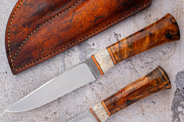 SET OF HUNTING KNIVES LEL AND POLEL K110 BEECH BURL GARUCHI KNIVES