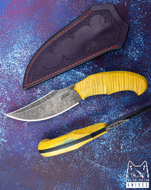 LARGE EXCLUSIVE COLLECTOR’S KNIFE ARCAN 80CrV2 STABILIZED WOOD G10 WROAN KNIVES