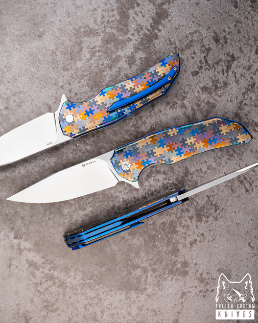 FOLDING KNIFE FOLDER DRAGONFLY #0532 M398 PUZZLE HERMAN KNIVES