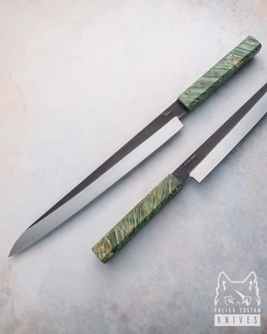 KITCHEN KNIFE SUJIHIKI 270 2 K110 D2 STABILIZED WOOD PABIS